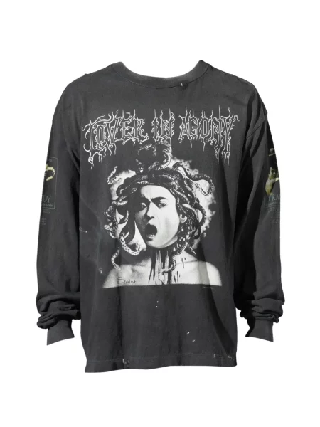 Lung tricou Saint Mxxxxxx cu imagine negru