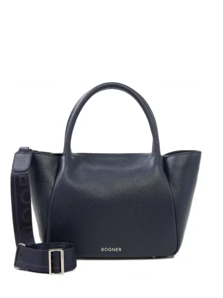 Kožená shopper kabelka Bogner modrá