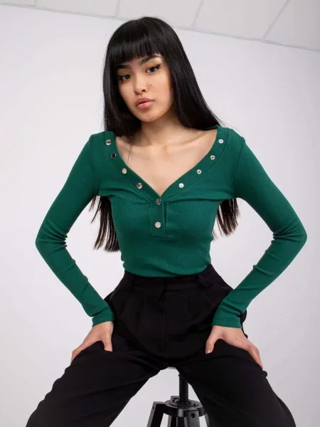 Bluză Fashionhunters cu dungi verde