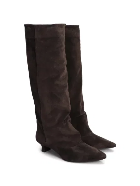Botine The Seller din piele de căprioară maro