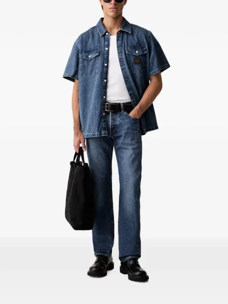 Pantaloni scurți din denim Levi's® din dantelă zdrențuiți cu talie înaltă albastru