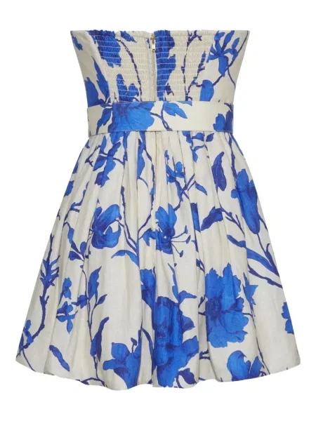 Rochie mini Cara Cara cu model floral de costum alb