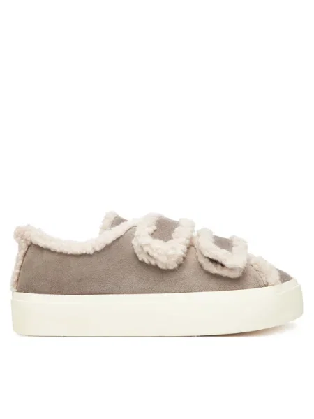 Dámske Sivé Kožené Topánky Inuikia Shearling Low Velcro sivá
