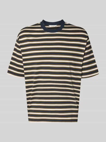 T-shirt o kroju relaxed fit z czystej bawełny model ASPEN 2' Selected Homme granatowa