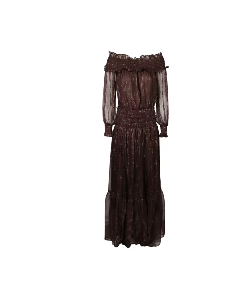 Sukienka maxi Self-portrait brązowa