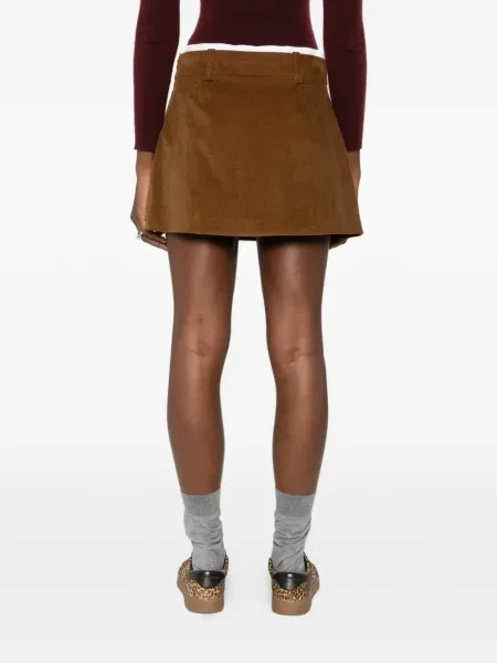Fusta plisata Maje de catifea cord plisată maro