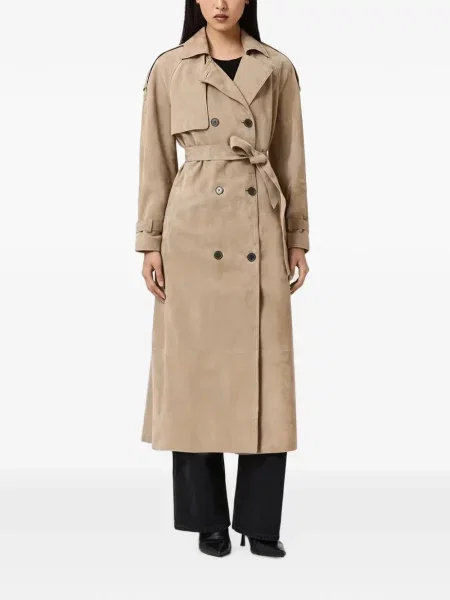 Велурен двуреден тренчкот Allsaints