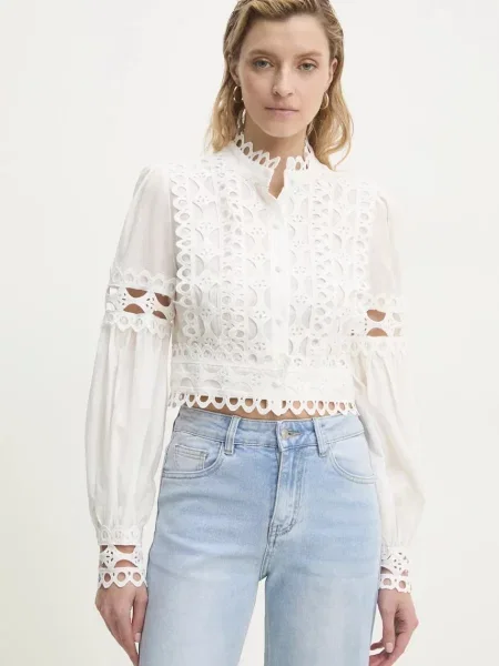 Answear Lab camasa din femei cu guler stand-up regular alb