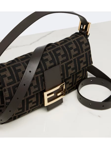 Geantă Fendi din canvas maro