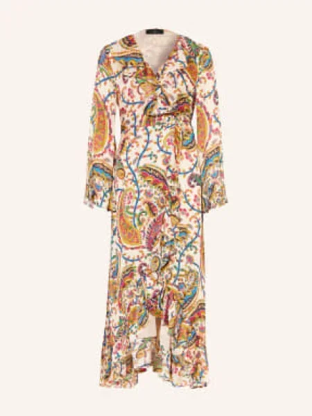 Etro Sukienka Kopertowa Z Jedwabiu Z Falbanami rot niebieska