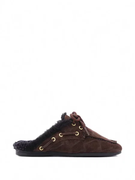 Papuci tip mules Toral Shoes din piele de oaie maro