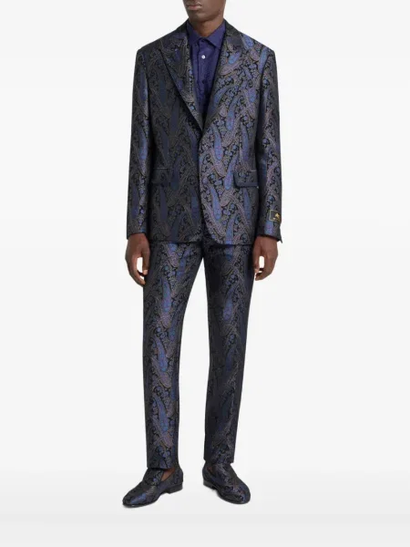 Cămașă Etro cu model paisley din jacard albastru