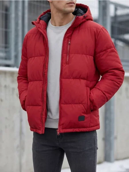Sinsay Bunda puffer s kapucí červená
