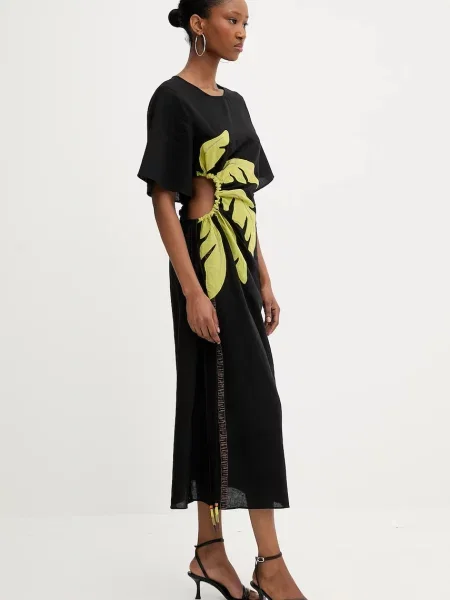 Льняна сукня Never Fully Dressed maxi облягаюча чорний