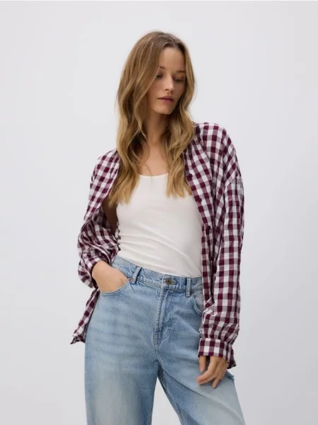 Reserved Картата сорочка буряковий 