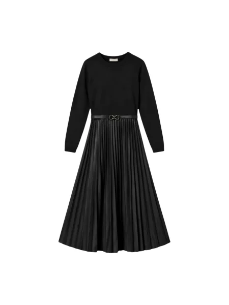 Sukienka midi Twinset skórzana czarna