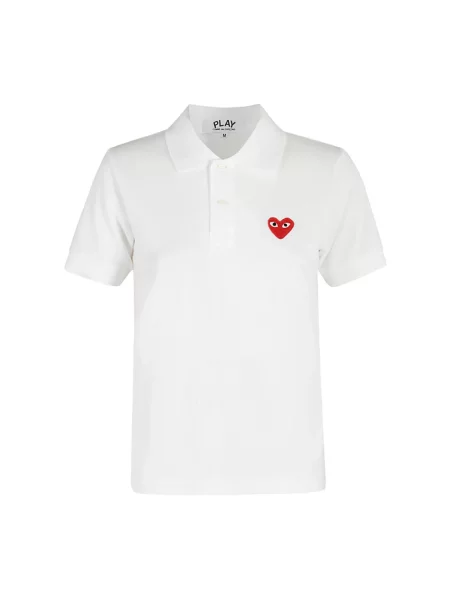 Koszulka polo Comme Des Garcons Play w serca z logo biała