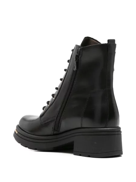 Botine Nero Giardini cu șireturi din piele negru