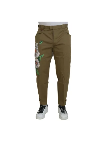 Сhinosy Dolce And Gabbana w kwiatki beżowe