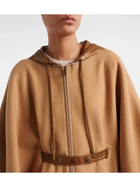 Cu centură geacă Moncler de lână bej