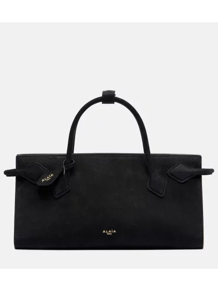 Geantă Alaïa din piele de căprioară negru