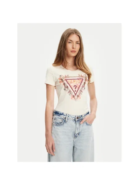 Guess Póló Ekru Regular Fit