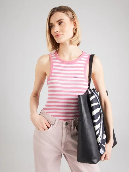 Pepe Jeans Top svetlo roza bela
