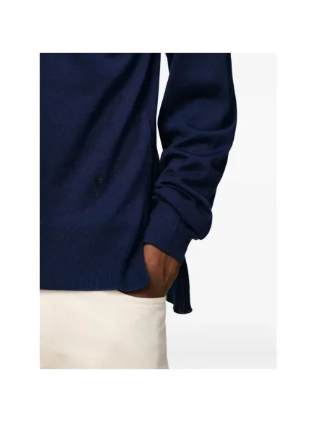 Sweter Ami Paris wełniany niebieski
