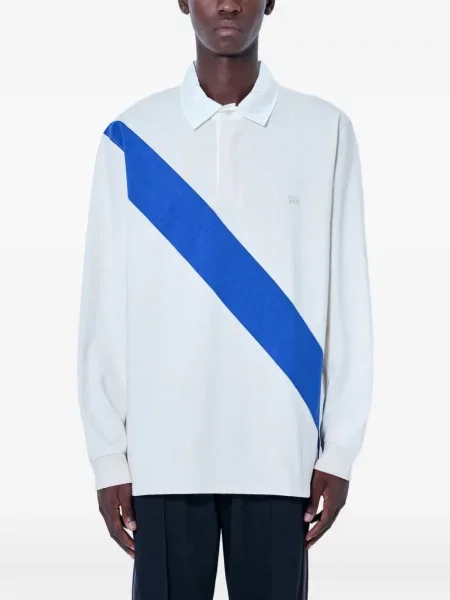Lung tricou polo Wales Bonner cu dungi alb