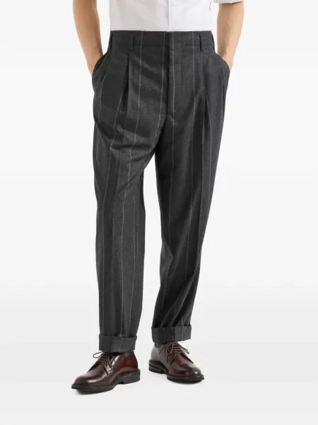 Pantaloni Brunello Cucinelli de lână cu dungi gri