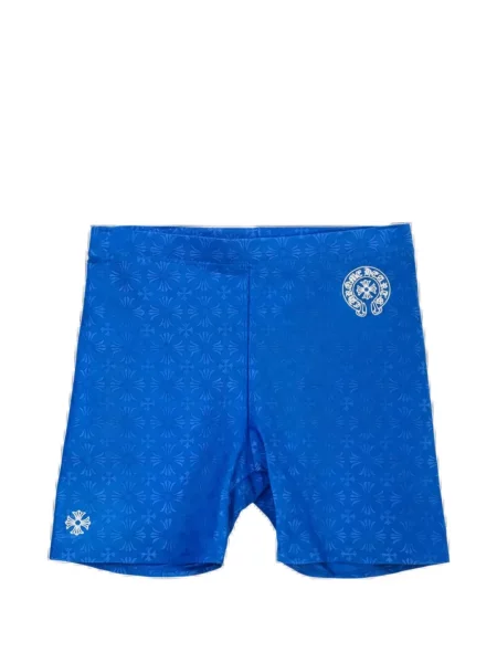 Pantaloni scurți Chrome Hearts cu motiv cu inimi cu autograf albastru
