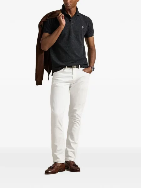 Dugo mrežasta polo majica Polo Ralph Lauren s kapuljačom crna