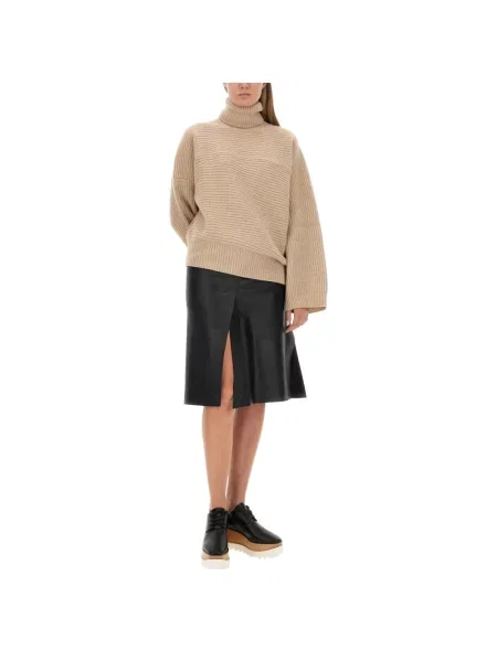 Sweter z golfem Stella Mccartney wełniany do golfa beżowy