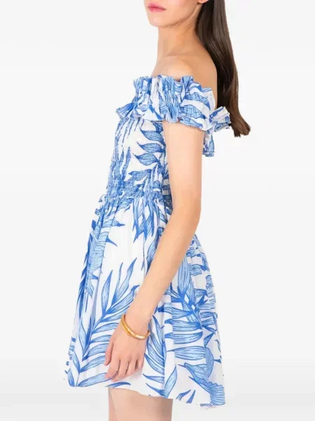 Rochie mini Poupette St Barth cu model floral cu imagine alb