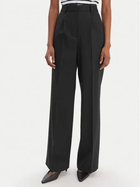 Tommy Hilfiger Medžiaginės kelnės Timeless Wide Leg juoda