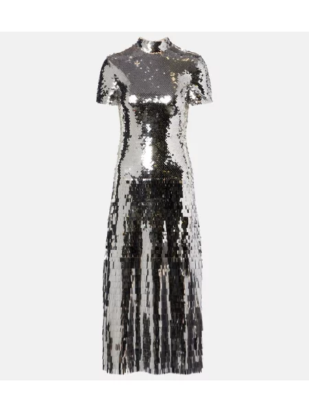 Rochie midi Self-portrait până la genunchi de costum argintiu