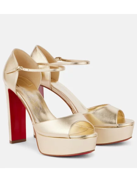 Pantofi cu toc Christian Louboutin din piele auriu