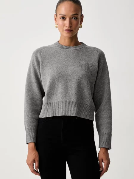 Calvin Klein Jeans pulover pentru femei cu amestec de lână gri