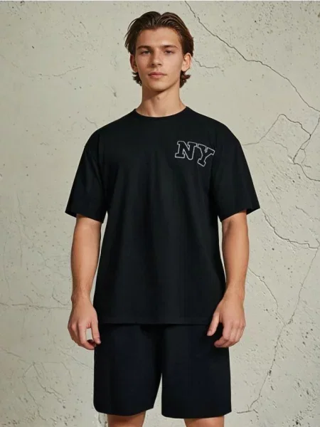 Sinsay Dwuczęściowa piżama oversize z haftem wielobarwny