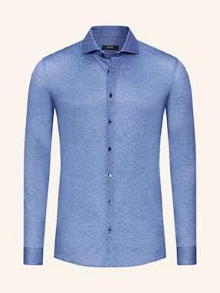 Desoto Žerzejová Košile Slim Fit denim blue herringbone modrá