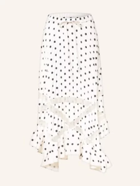 Claudie Pierlot Spódnica Z Ażurową Koronką I Plisami beige biała