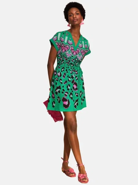 Love & roses Rochie verde / roz negru