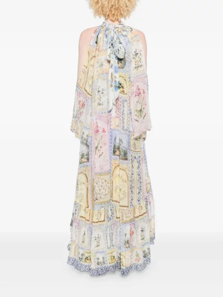 Rochie midi Camilla cu model floral cu imagine până la genunchi