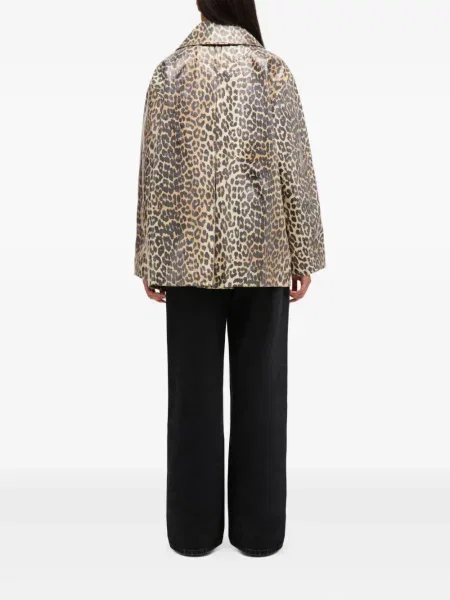Geacă Ganni cu imagine cu model leopard maro