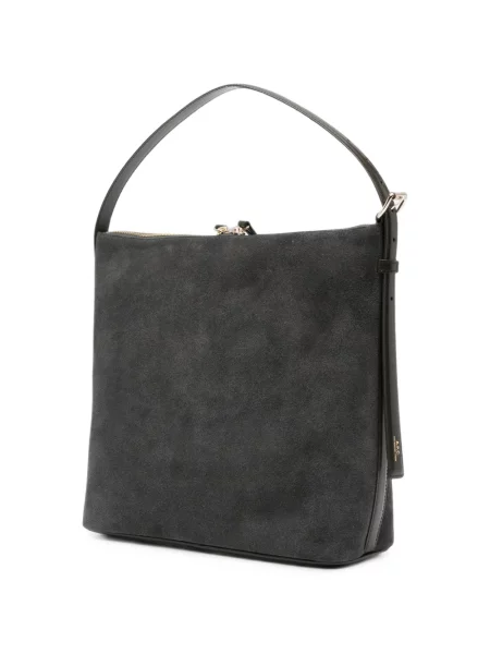 Geantă shopper A.p.c. din piele de căprioară gri