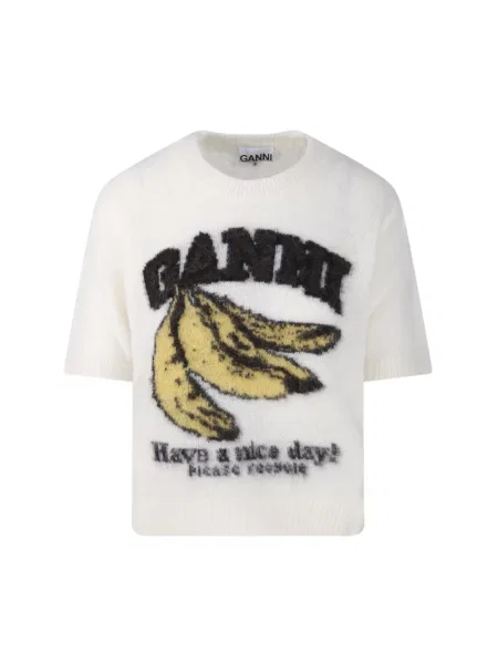 Sweter Ganni z alpaki różowy
