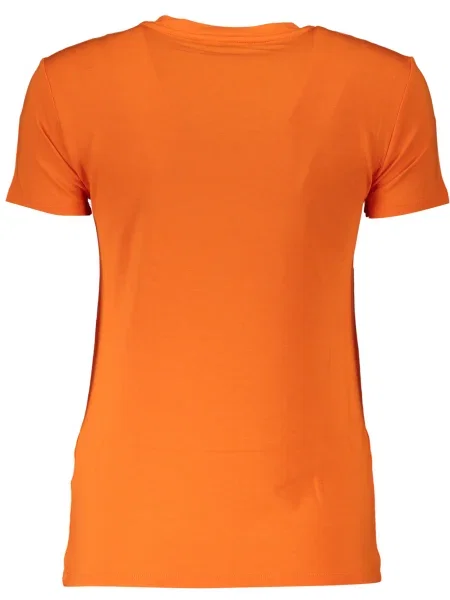 Dzianinowa koszulka Patrizia Pepe z kryształkami z krótkim rękawem pomarańczowa