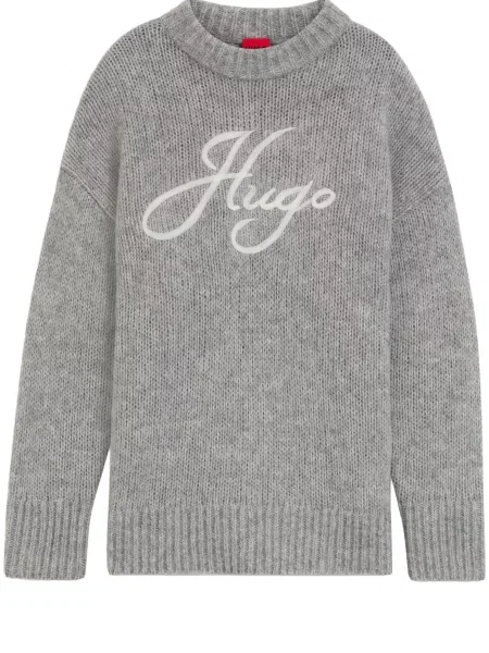 HUGO Sveter Sloguinny sivá biela