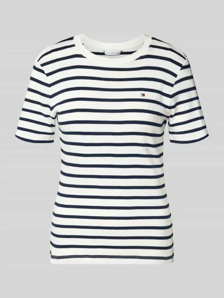 T-shirt o kroju Slim Fit z czystej bawełny Tommy Hilfiger biała