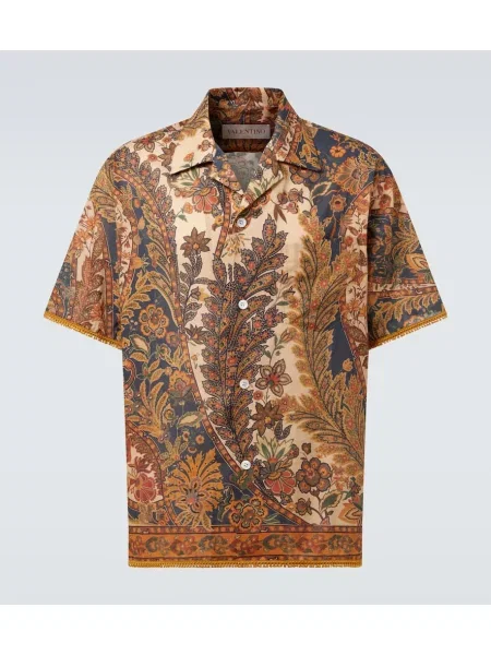 Ленена риза Valentino с пейсли десен бежово